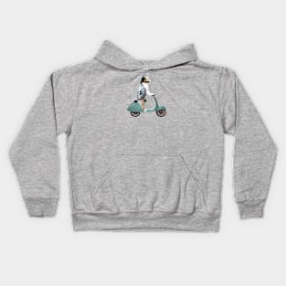 Australian Shepherd on a Scooter Funny Kids Hoodie